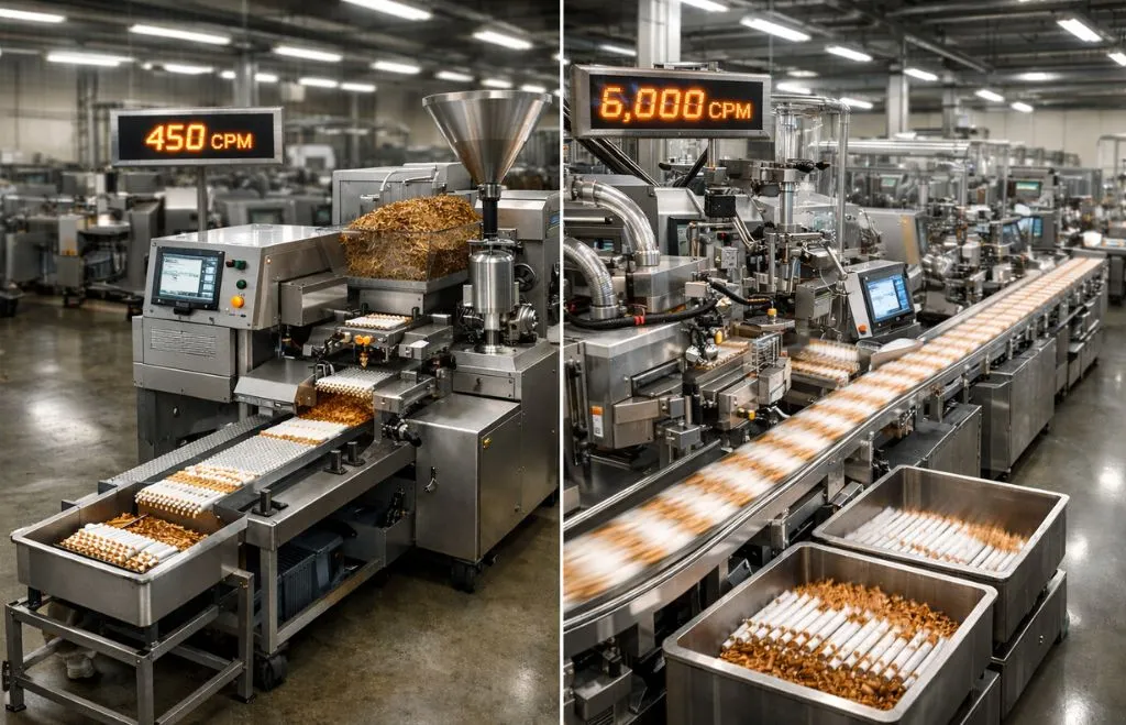 high speed cigarette manufacturing machine vs mid speed cigarette manufacturing machine